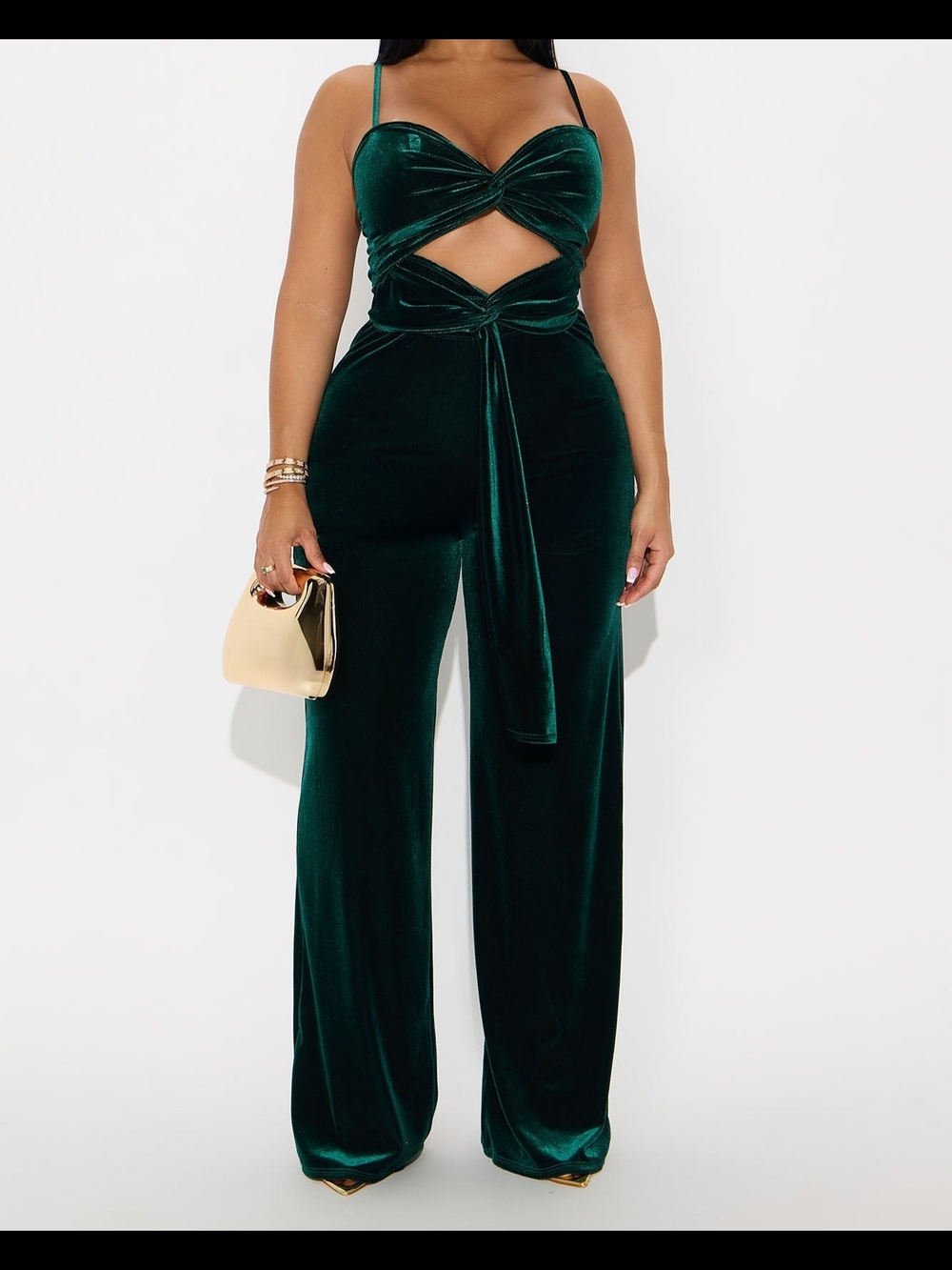 Veronica Velvet Pant Set - Hunter